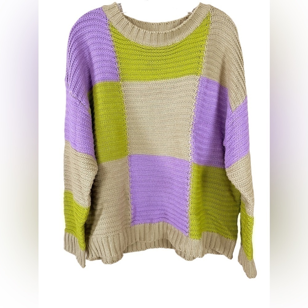 Lumiere Chunky Colorblock Multicolored Oversized Sweater L